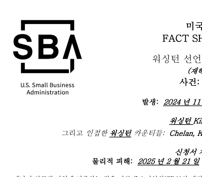 You are currently viewing 미국 중소기업청 FACT SHEET – 재난 대출