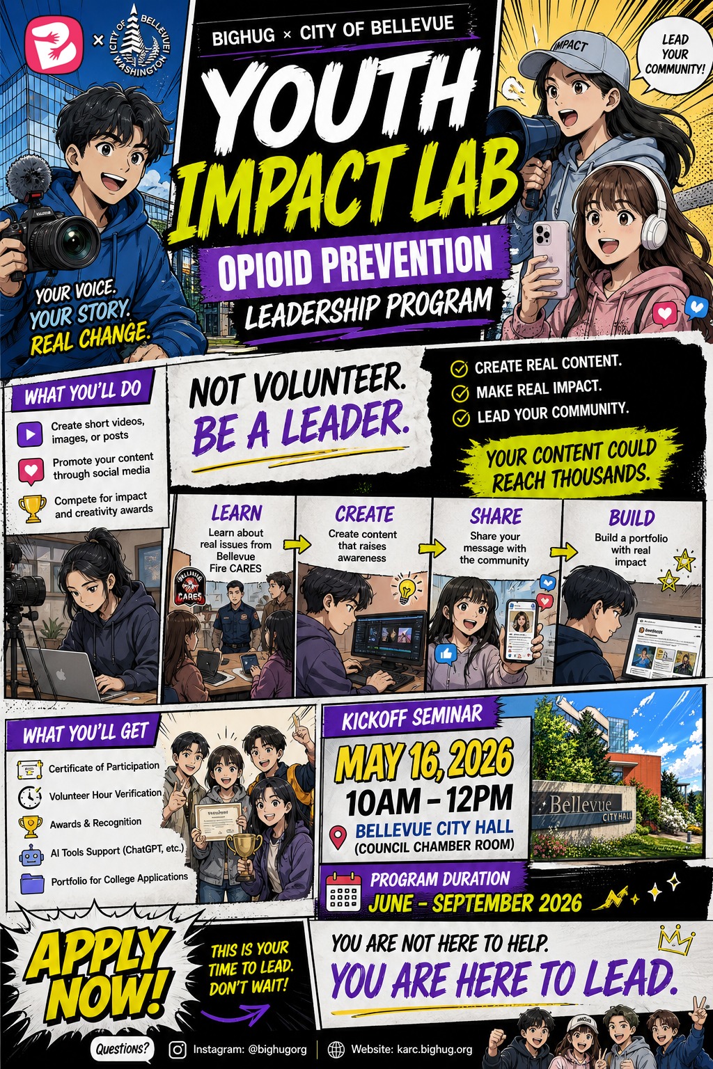 You are currently viewing [Apply Now] BIGHUG x City of Bellevue Youth Impact Lab – Opioid Education & Prevention